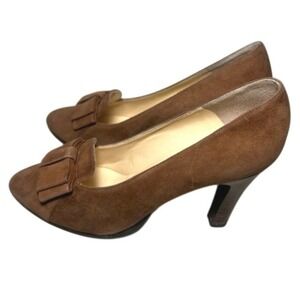 Gucci Brown Suede Bow Heels Pumps‎ Women's Elegant Dress Shoes sz 34-5